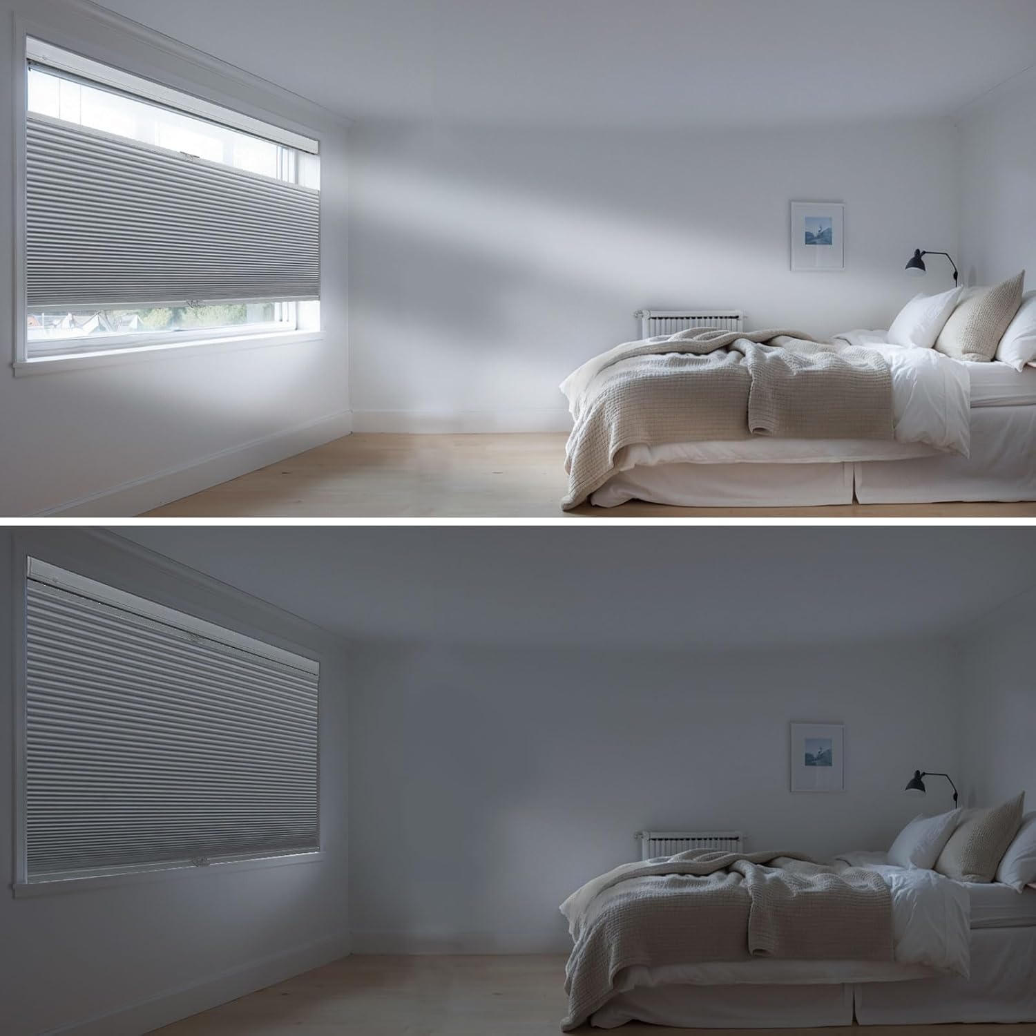 UrMoon No Tools No Drill Top Down Bottom Up Cellular Shades for Windows Blackout Cordless Cellular Blinds Shades for Home, Easy to Install, Blackout Navy Blue, Custom Sizes