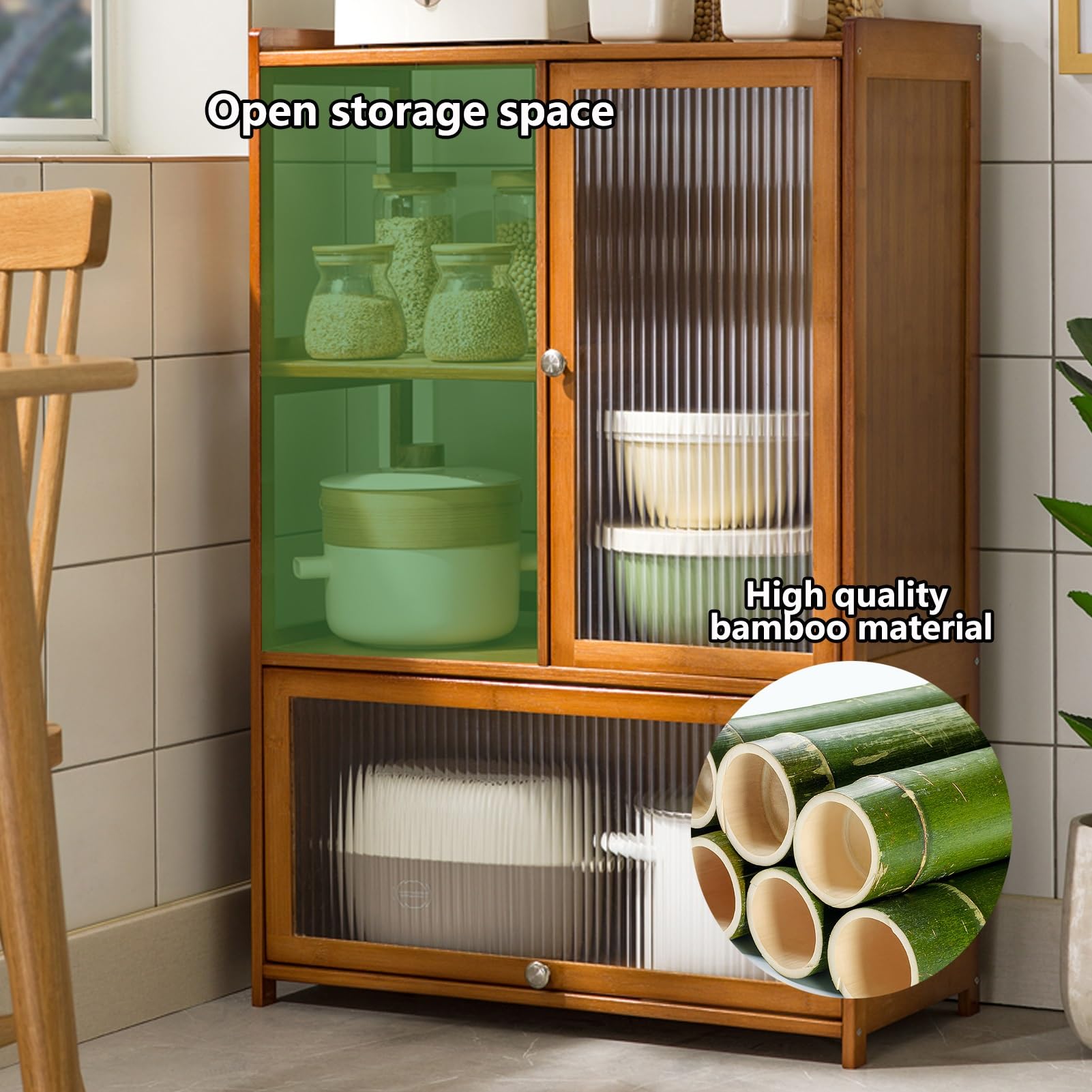 Vetrina in Acrilico, Vetrine per Oggetti da Collezione, Vetrina in Materiale di Bambù Naturale, Design con Porta Ribaltabile, Sigillata e Resistente Alla Polvere, Facile da Installare (Color :