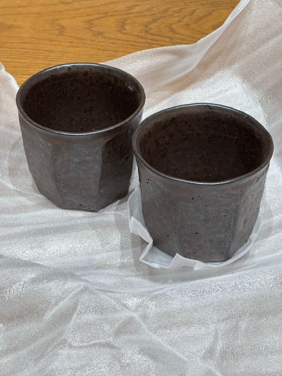 陶芸品　湯のみ　陶芸作家 備前 湯呑 伊勢崎淳 箱付き