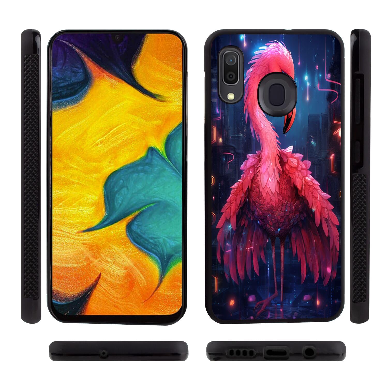Elgzigok Black TPU Case Fits Samsung Galaxy A50 with Flamingo-aa14 Pattern Design Black Soft TPU Slim Fit Anti Scratched Protection Cover Case for Samsung Galaxy A50