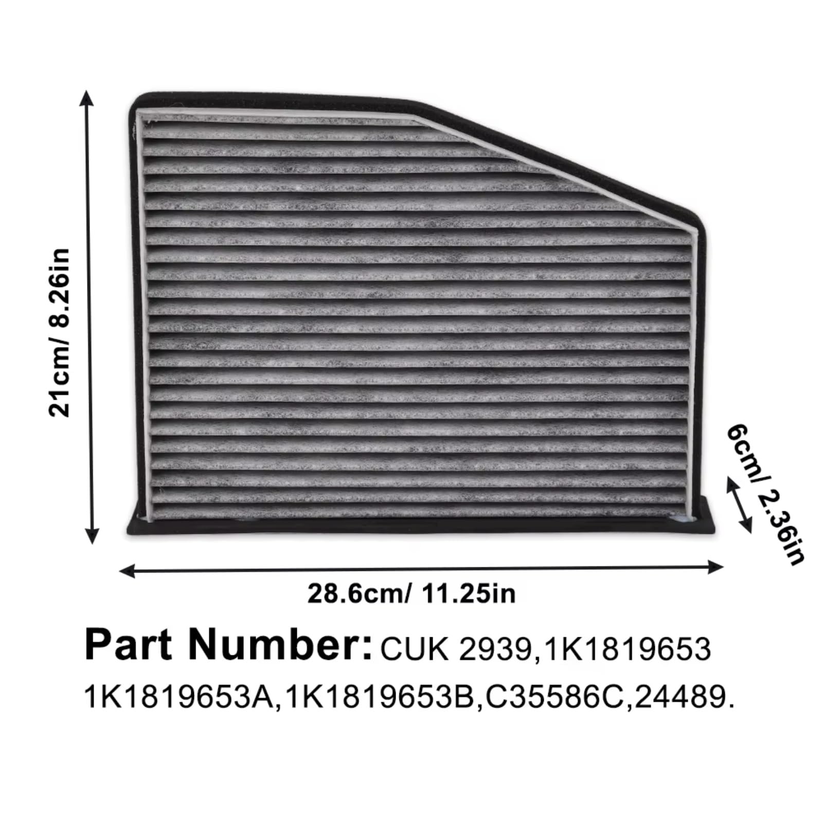 Filtro Aire Cabina Carbono Motor Para TT 2007-2017 A3 2004 Q3 2014-2018 Filtro de aire motor coche | CUK2939, 1K1819653, 1K1819653A, 1K1819653B, C35586C, 24489, ALC-6316, PA4395,