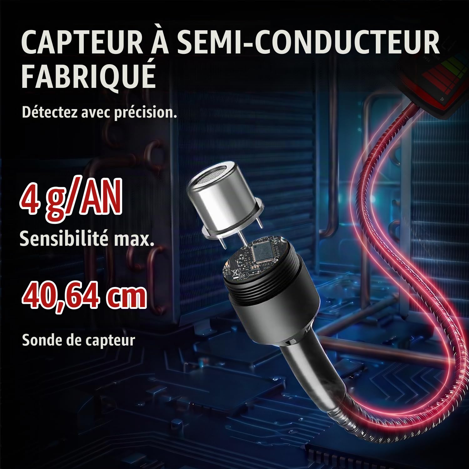 Aprvtio ALD-200 Plus Détecteur de Fuite de réfrigérant, détecteur de fuites de climatisation avec 3 Modes de sensibilité, capteur Semi-conducteur Intelligent avec Une sensibilité de 0,14 oz/an