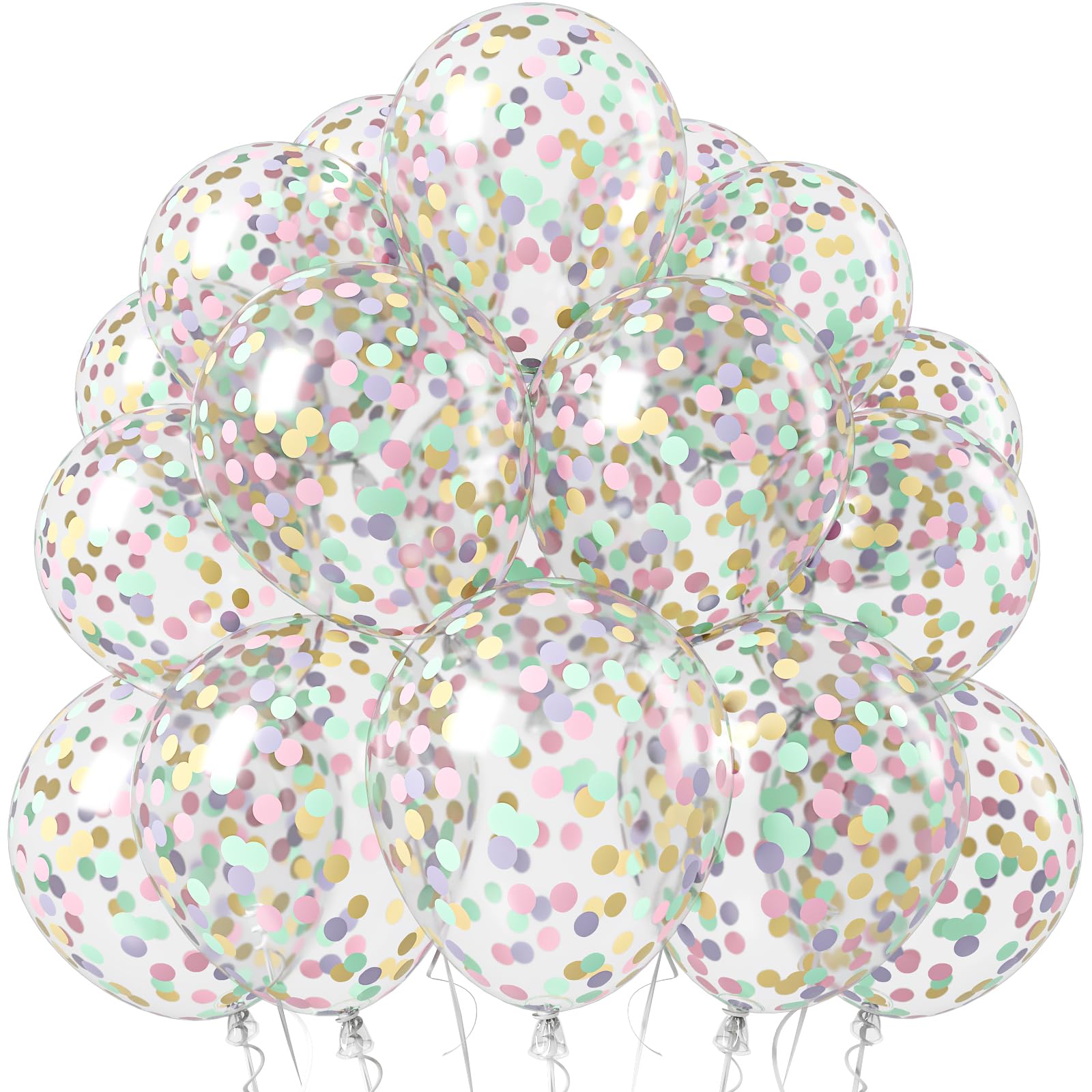 Rainbow Confetti Balloons, Colorful Glitter Balloon for Birthday Party