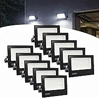 Kit 10 Refletor Led 200w Holofote Bivolt Prova Dágua Frio
