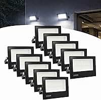 Kit 10 Refletor Led 200w Holofote Bivolt Prova Dágua Frio