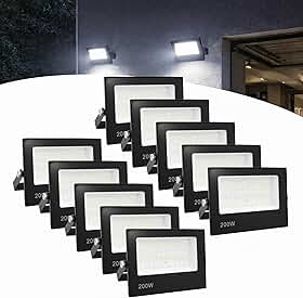 Kit 10 Refletor Led 200w Holofote Bivolt Prova Dágua Frio