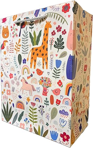 Miniatura 1 de Bolsa de regalo de animales coloridos divertidos de 13 pulgadas para niños, mediana y grande