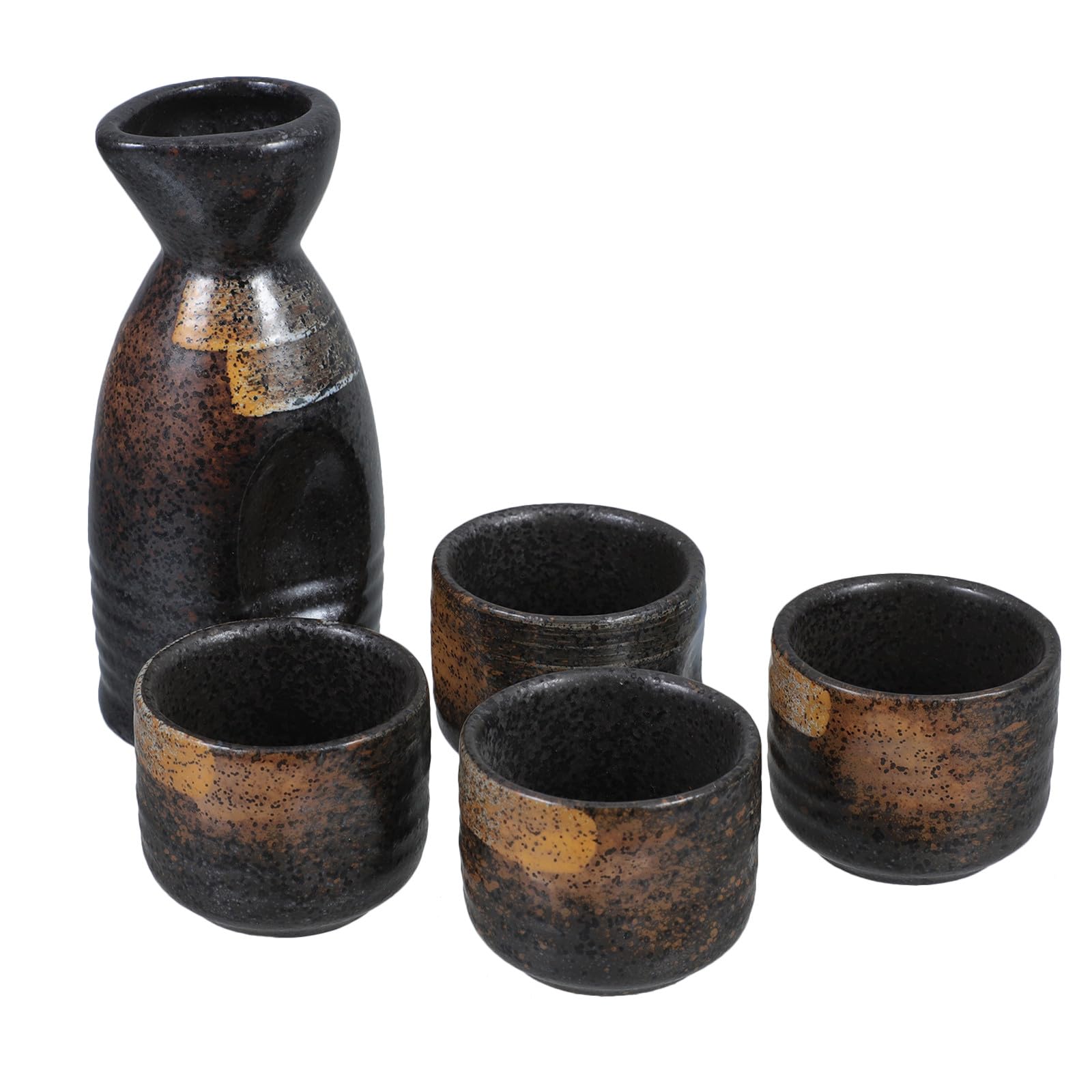Ipetboom Set da Sakè Giapponese per Bere Alcolici in Ceramica Elegante Brocca e Tazze Design Semplice e Portatile, per Matrimoni e Compleanni