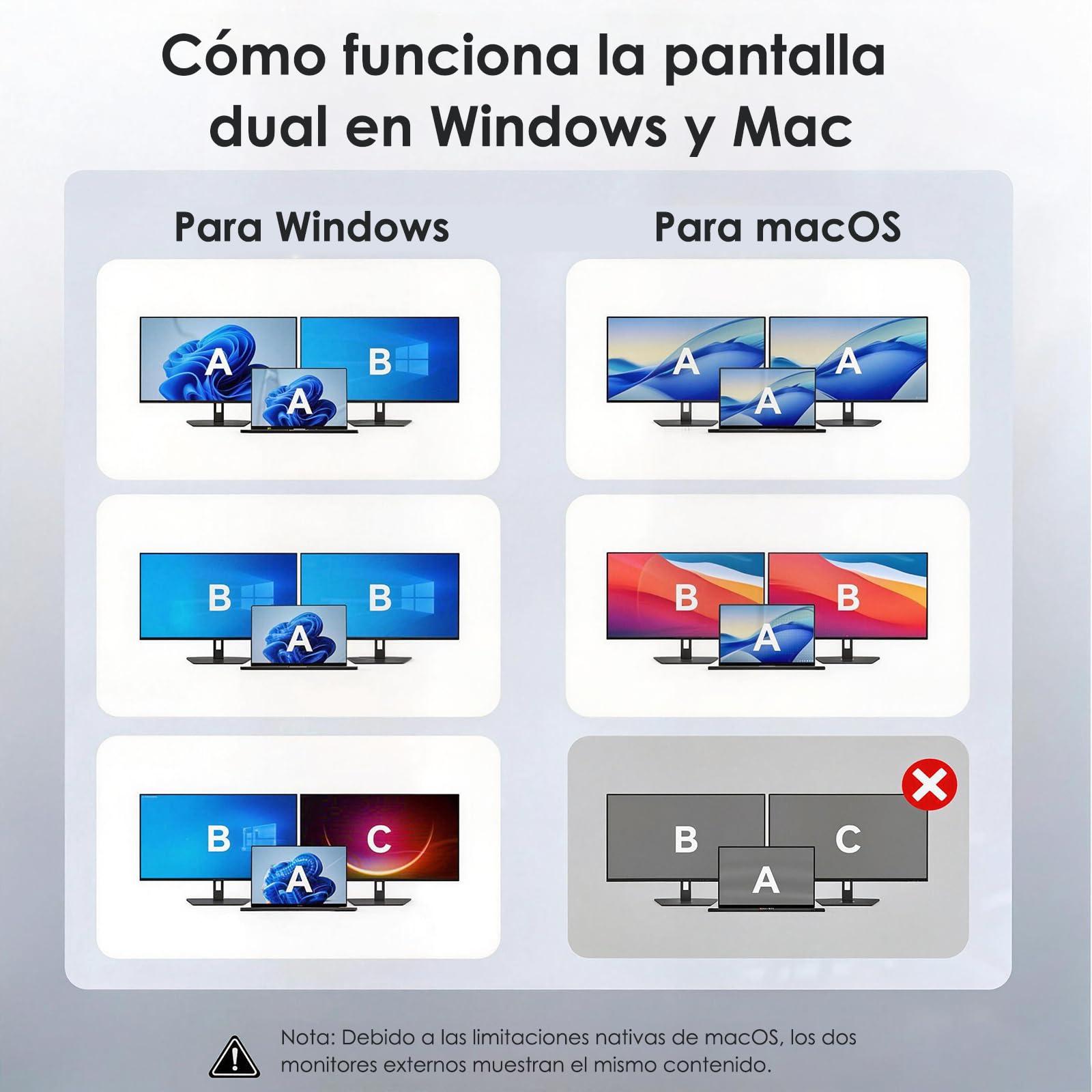Estación docking USB-C 10 en 1 WAVLINK para portátil: doble HDMI 4K@60Hz, USB A/C 3.0, lector SD/TF, PD 100W, Ethernet Gigabit, jack audio. Solo Windows, compatible con Dell, HP y Lenovo.