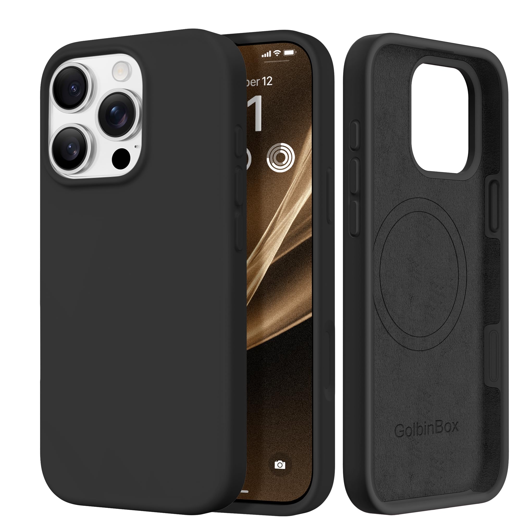 GolbinBox Magnetic for iPhone 16 Pro Case, Silicone Cover, Black
