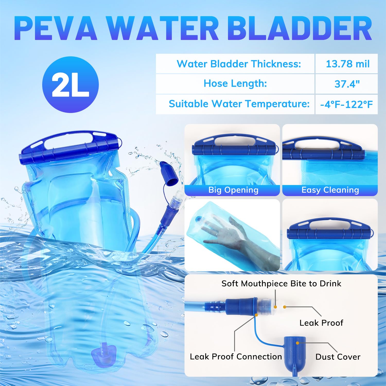 VOTAGOO Gilet d'hydratation léger pour la course à pied avec poche à eau de 2 l, sac à dos pour la randonnée, le cyclisme, la chasse, l'escalade, pour homme et femme