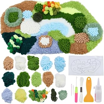 WEBEEDY 3D Moss Latch Hook Kit for Adults Beginners, DIY Latch Hook Rug Making Kit with Yarn, Hooks Mesh, Instruction and Other Tool for Handmade Home Christmas Decor Mat Gift, 27.6x14.2 Inch