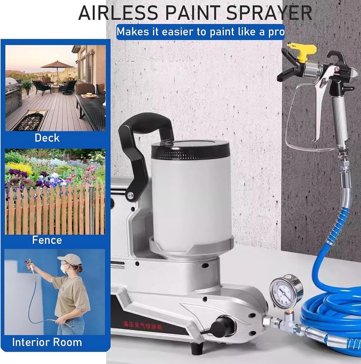 spruzzatore senz'aria portatile della pittura 2.5L/min con il tubo flessibile di 5m per la pittura interna domestica ed esterna della parete