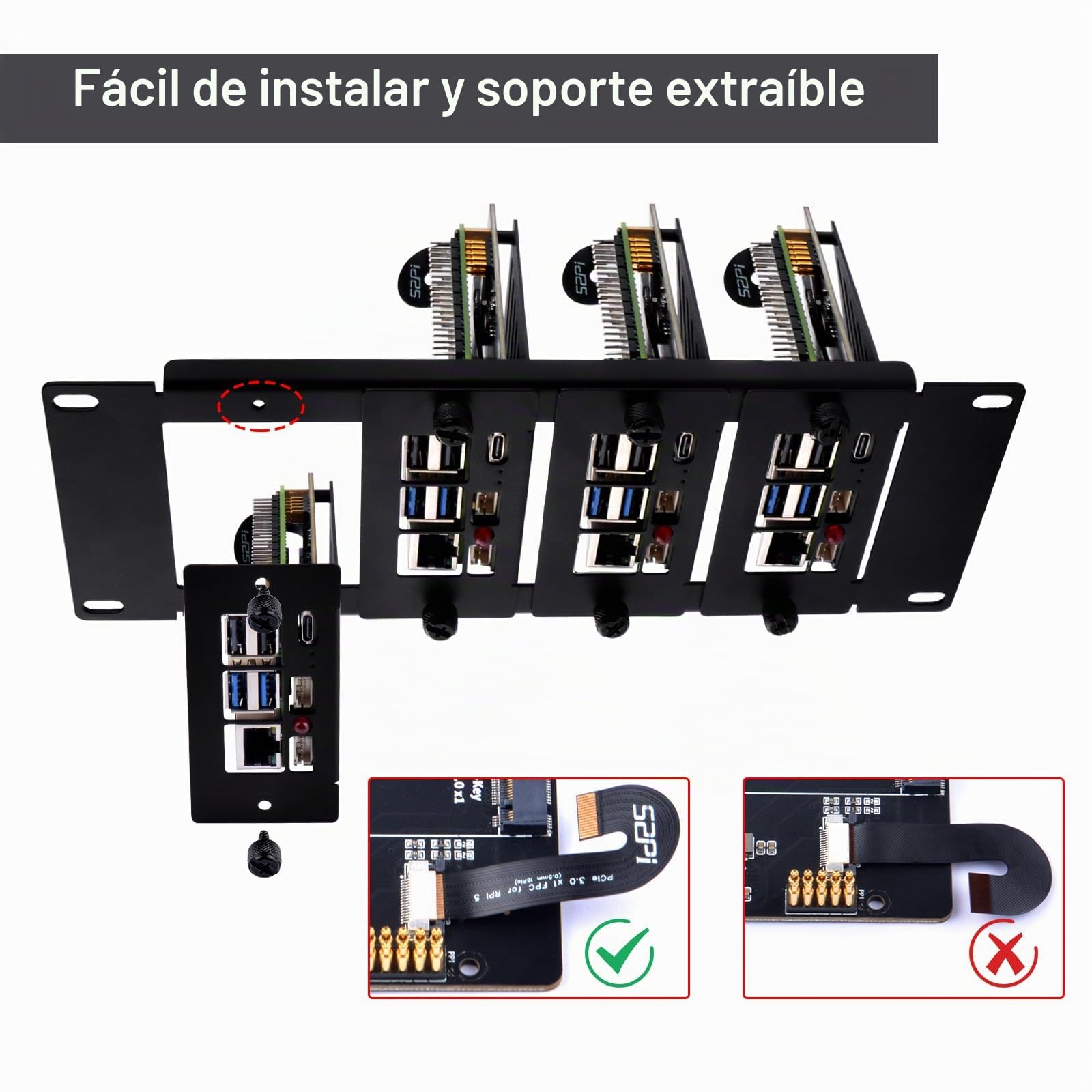GeeekPi 10 Inch 2U Rackmount for Raspberry Pi 5, with 4 PCS PCIe to M.2 NVMe SSD Adapters, Holds up to 4 Raspberry Pi 5 Boards, Compatible with DeskPi RackMate T1/T0/T2/10 Inch Server Rack
