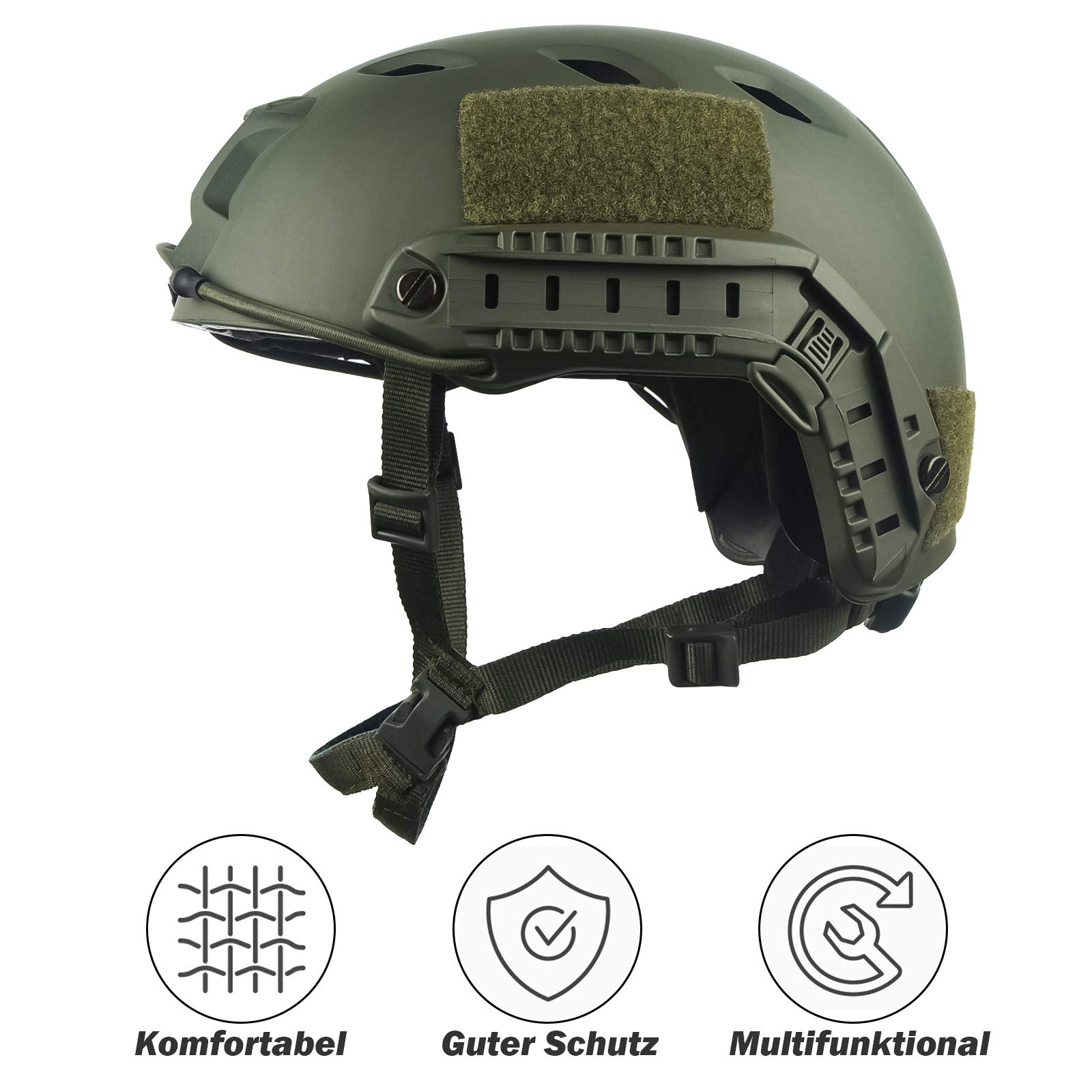 LOOGU Casco táctico Fast BJ Airsoft Ops Core de protección con almohadillas y rieles laterales para tiempo libre paintball combate