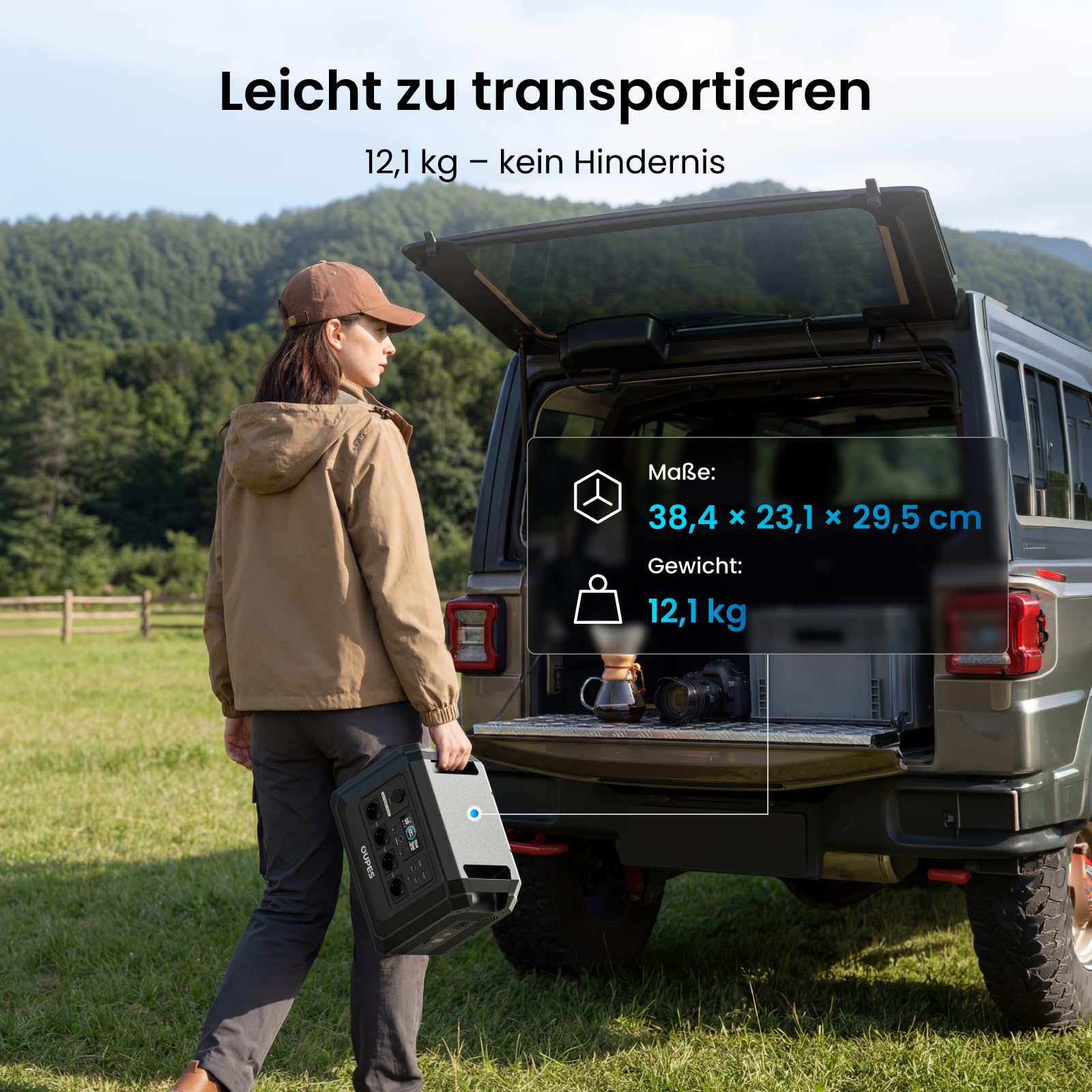 OUPES Mega 1 Lite Tragbare Powerstation 2000W, 1024Wh Solargenerator | Schnellladung 100% in 46 Min., 9 Ausgangsanschlüsse, 4500W Spitze, LiFePO4 Akku, <20ms USV, für Camping, Notfall, Wohnmobil