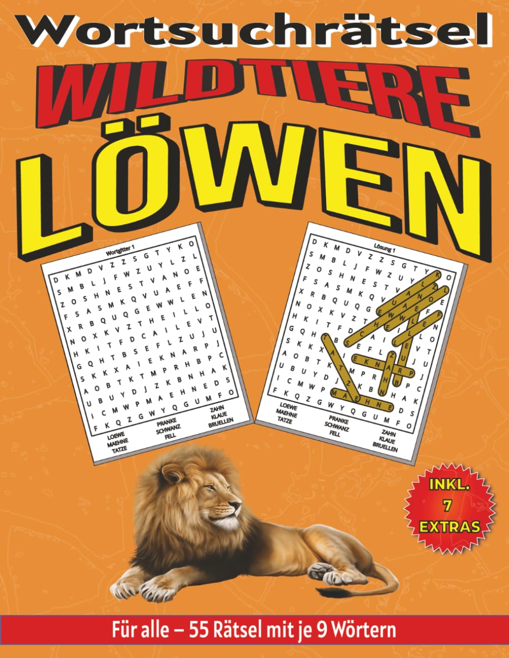 Löwen – Wortsuchrätsel: Bildschirmfreier Rätselspaß für Geist, Konzentration und Entspannung (Wortsuchrätsel – Wildtiere für alle)
