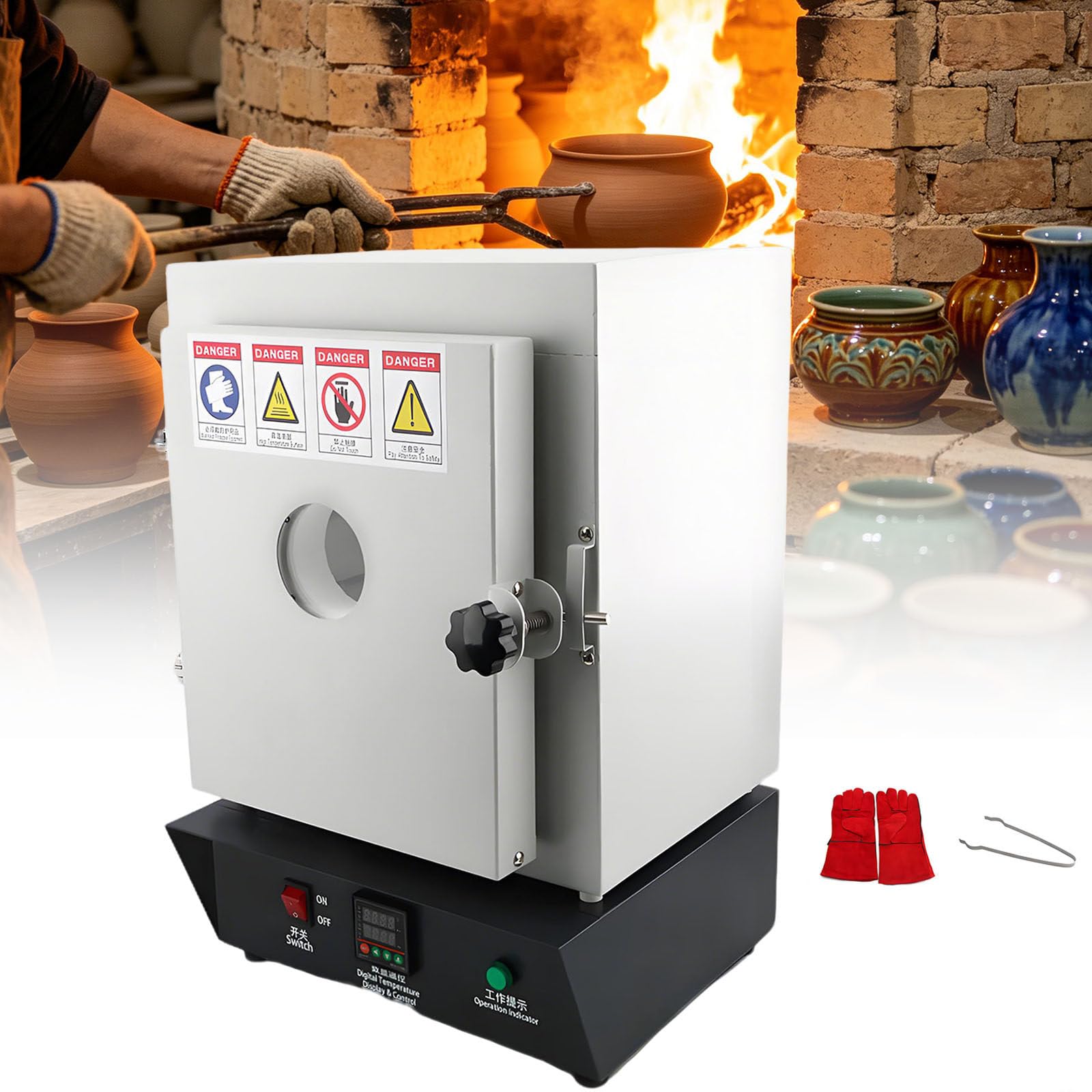Ton Brennofen Ton Keramik Zuhause,Maximale Temperatur 1150°c,Keramik Kammer 15×15×20cm,Töpferofen für Industrielles Heizen,Formvorwärmung,Gipsformsintern Standard