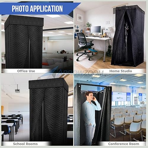 Miniatura 6 de Arrowzoom 1 Kit de cabina de aislamiento de grabación de estudio de absorción de sonido con 20 piezas de espuma acústica de bisel plano portátil de