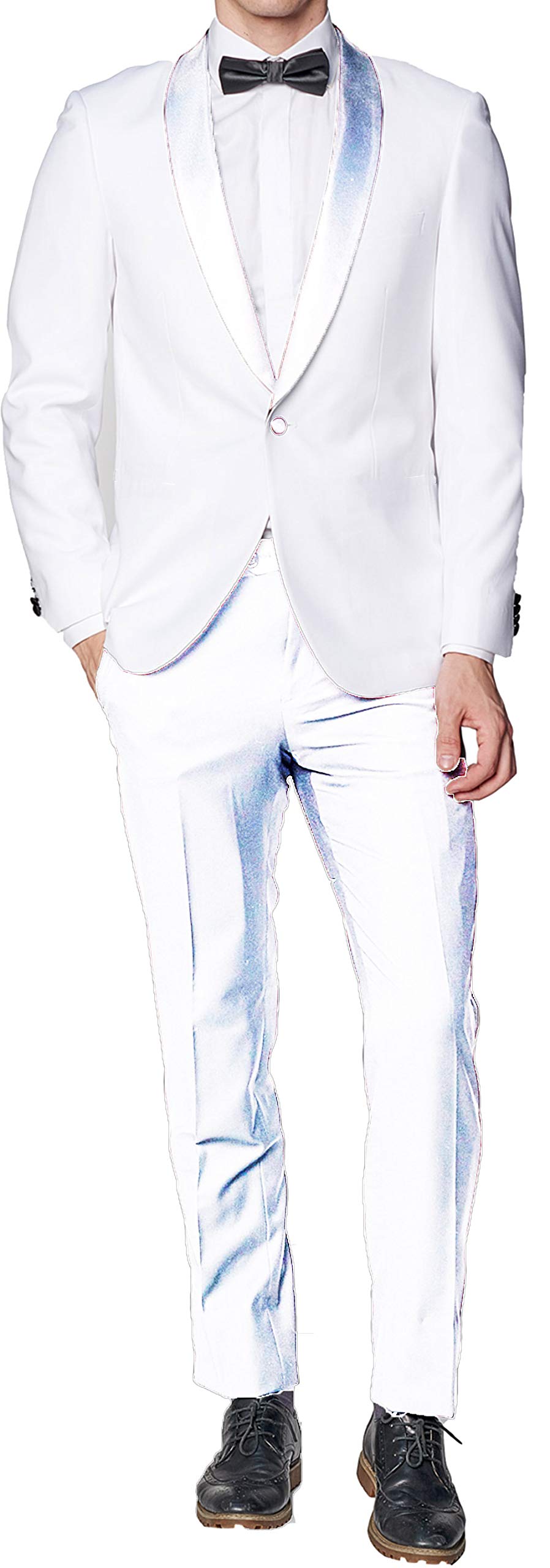 New Men's 1 Button White Shawl Collar Tuxedo Suit