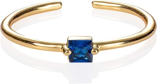 namana Dainty Gold Ring for Women with a Single Coloured Stone, Adjustable Open Ring for Women with a Square Stone, Simple Gold Ring for Women and Teen Girls