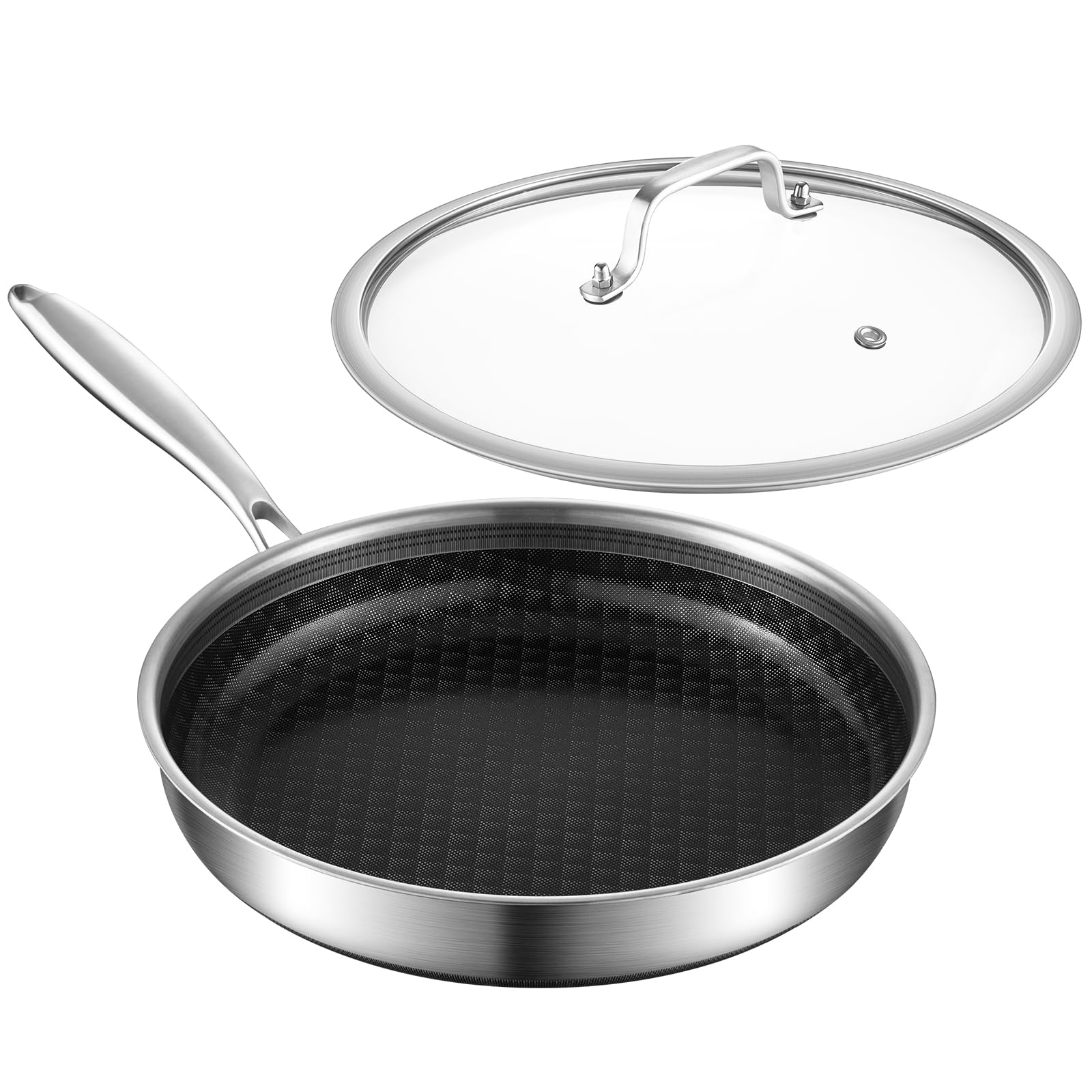 10-Inch Non Stick Frying Pans Ceramic Coating NonStick Stainless Steel Pan Set Tri-Ply Skillets and Pan Set with