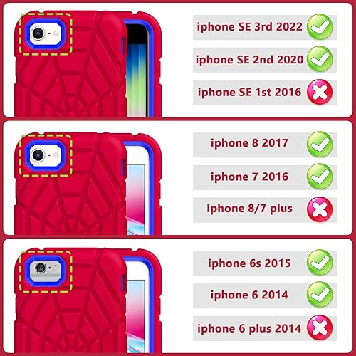 Miniatura 2 de Grifobes Funda para iPhone SE 20222020, para iPhone 8766S con 2 unidades protector de pantalla de vidrio templado, resistente a los golpes, funda