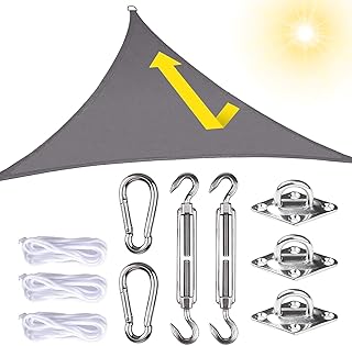 longziming Triangle Garden Sun Shade Sail, 3x3x3m 98% Anti-UV Block Waterproof Triangle Canopy,for Outdoor Garden Patio Party Backyard Yard Camping Shelters Shack Rope Fixing Kits gifts (Grey)