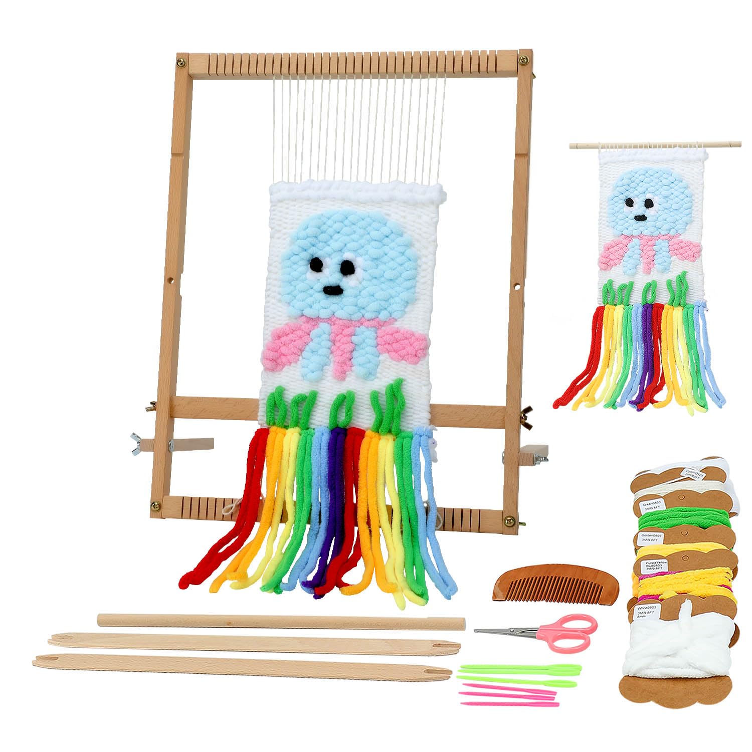 Weaving Loom for Beginners Adults/Kids and 1 Set of Weaving Works Complete Yarn Kit with Detailed Instructions, Parents and Children in The Holiday Experience Weaving Brings Fun_Octopus