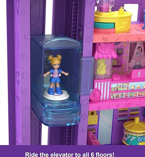 Miniatura 4 de Polly Pocket Muñecas y juegos Mega Mall con 3 micromuñecas coche de juguete y accesorios 6 pisos y ascensor Exclusivo de Tienda