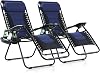 MFSTUDIO Padded Zero Gravity Recliner Chair Set of 2, Folding Patio Lounge Chairs with Adjustable Pillows & Cup Holder for Poolside Backyard, Support 350lbsBlue