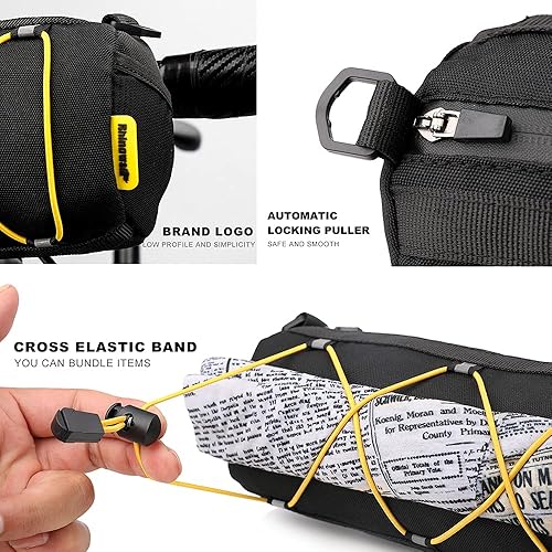 Miniatura 3 de Rhinowalk Bolsa de manillar de bicicleta, bolsa frontal de bicicleta, bolsa de almacenamiento de rollo, bolsa de montaña para bicicletas de