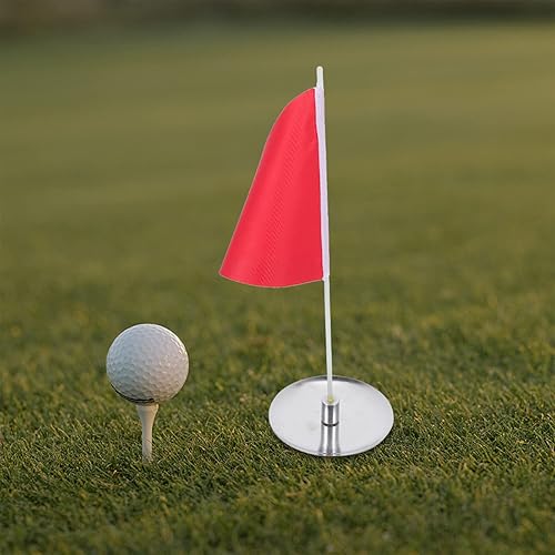 Miniatura 5 de BESPORTBLE Juego de banderas y tazas de palos de golf, mini taza de golf y banderas para poner golf de repuesto verde, copa de agujero para palo de