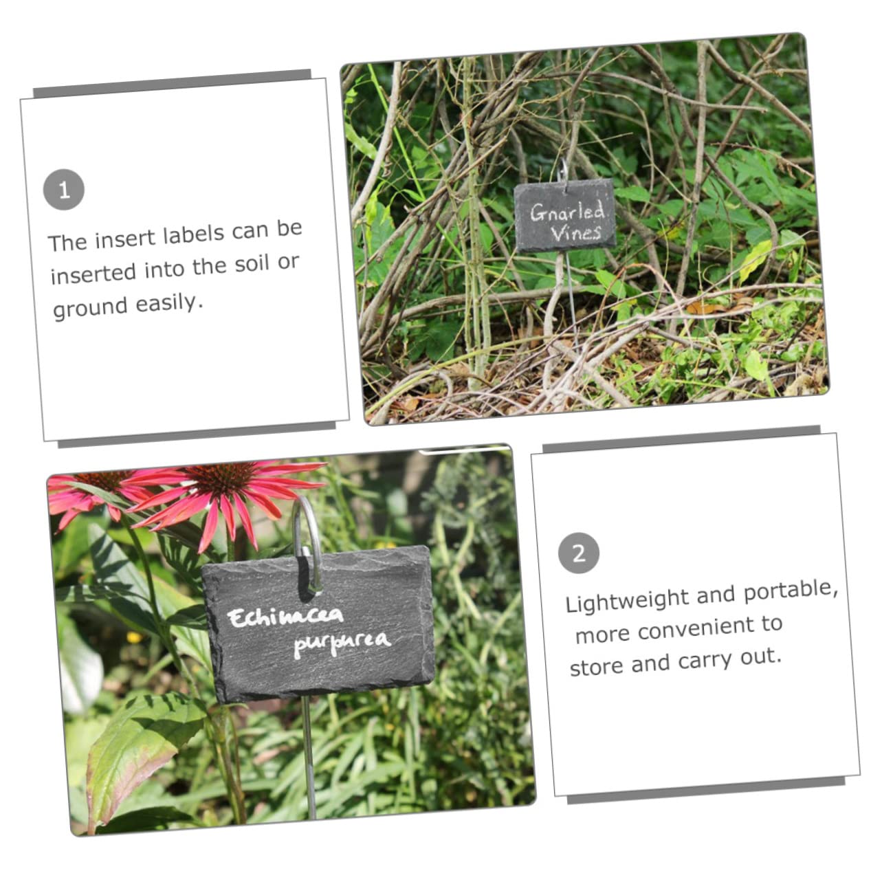 Étiquettes pour Plantes en Ardoise, Lot de 12 Set de Pièces | Noir, pour Courtyards et Pots de Fleurs, Écriture Facile, Légère et Pratique D’usage