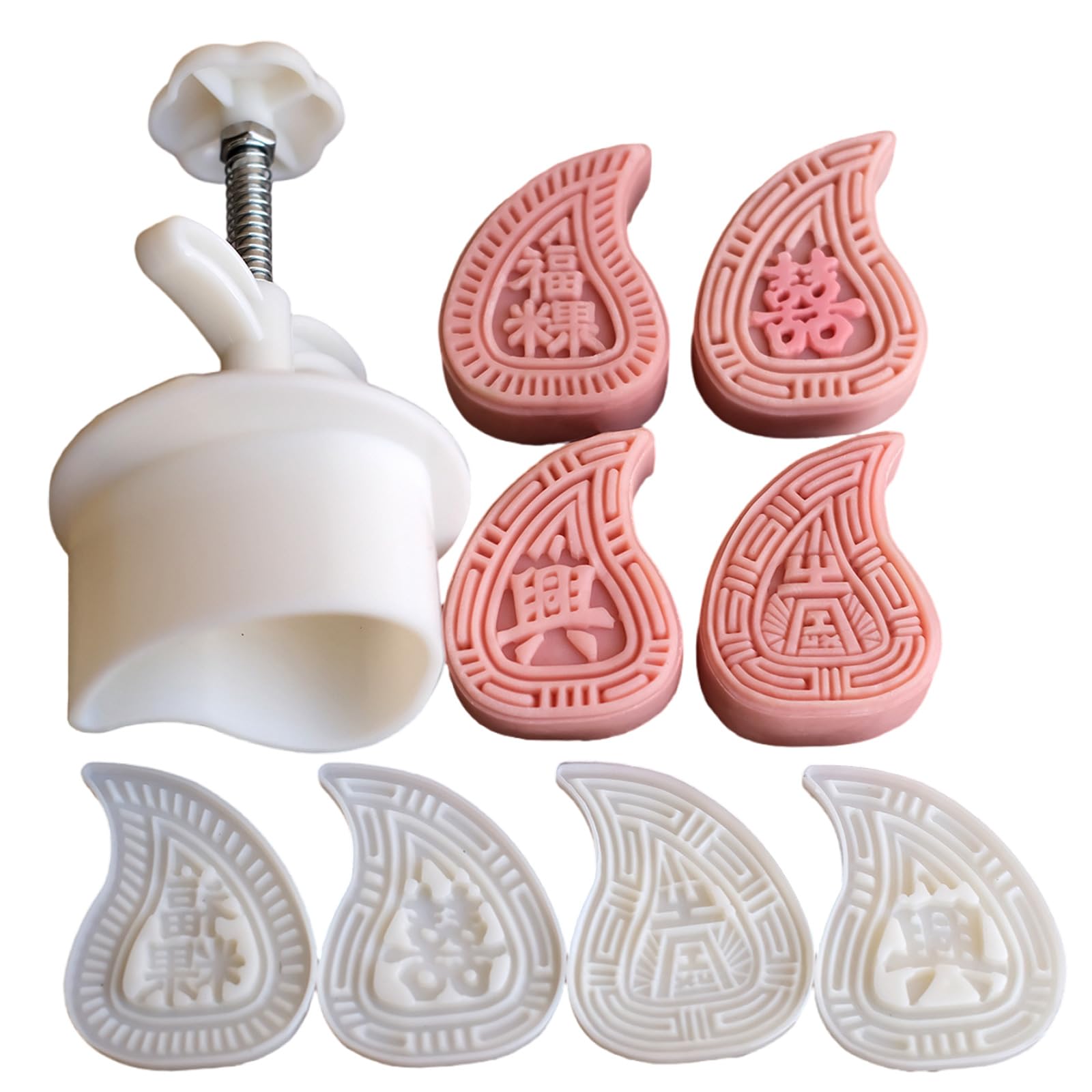 Kalttoy 4Pcs Traditional Peach Cake Molds Versatile Stamp Mold Set for Traditional Chinese Bean Cakes Treats Hand Press Mold