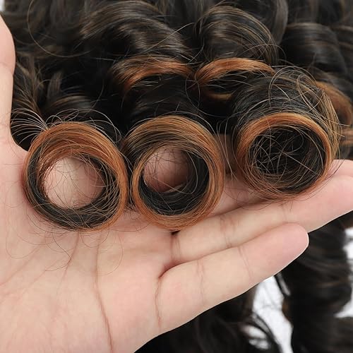 Miniatura 5 de Pelucas rizadas para mujeres negras, peluca rizada corta negra y marrón con flequillo, suave, grande, flexible, esponjosa, pelucas sintéticas afro