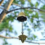 Japanese Leaf Wind Chimes, Small Wind Bell Pendent for Outside Hanging Cast Iron Wind Chime Ornament for Bless Garden Backyard Home Decor (Bronze)