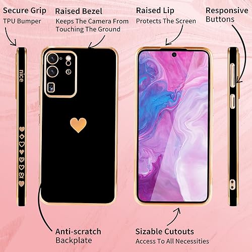 Miniatura 5 de Shorogyt Funda de corazón para Samsung Galaxy S20 Ultra 5G4G de 6.9 pulgadas para mujer, bonito diseño estético de corazón, diseño de corazones de