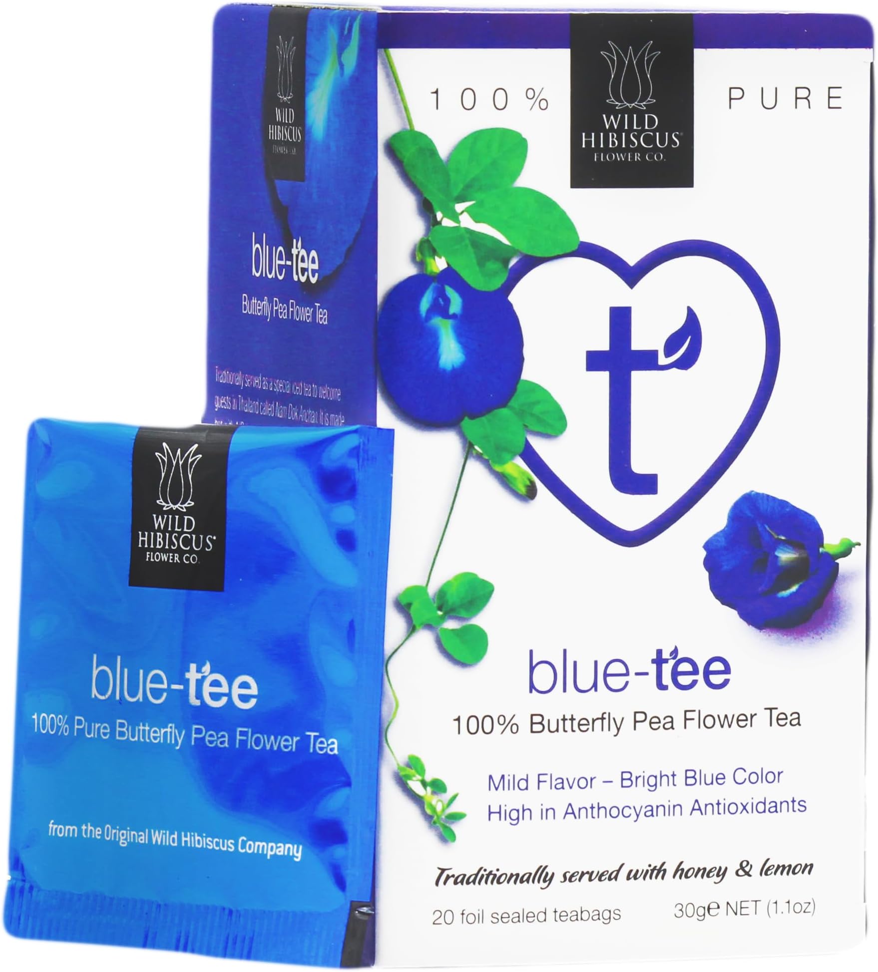 Wild Hibiscus Blue-Tee 100% Pure Butterfly Pea Flower Tea - 1.1 oz