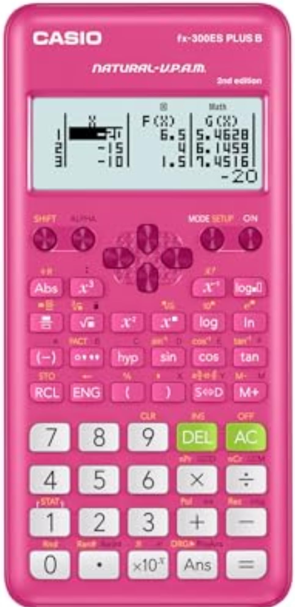 fx-300ES Plus 2nd Edition Scientific Calculator, 262 Functions, Natural Textbook Display, Pink