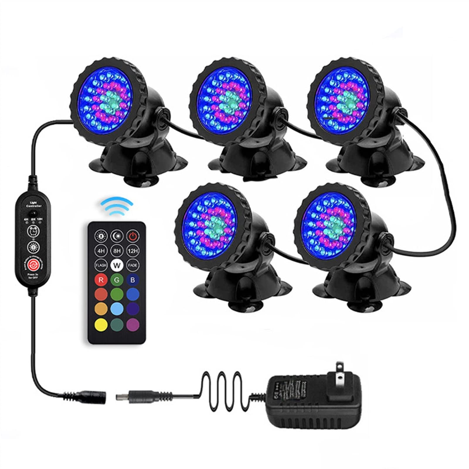 Luz para Piscina Impermeable RGB Luces de manchas submarinas, DC12V Control de control de control remoto Color de cambio anfibio DIRIGIÓ Luces sumergibles IP68 Lámpara de foco de acuario impermeable L