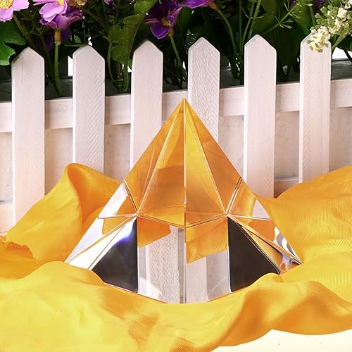 Miniatura 6 de OwnMy Adorno de escritorio piramidal de cristal transparente pirámide con caja de regalo para fotografía y curación de meditación (4 pulgadas)