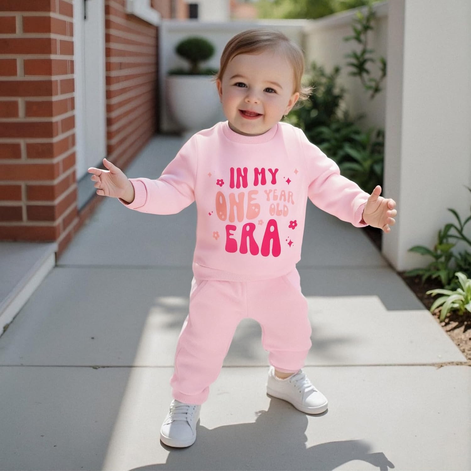 WZTYYDS Baby Girl First Birthday Outfit In My One Year Old Era Sweatshirt Fall Long Sleeve 1st Birthday Shirt Pants Set - Image 3