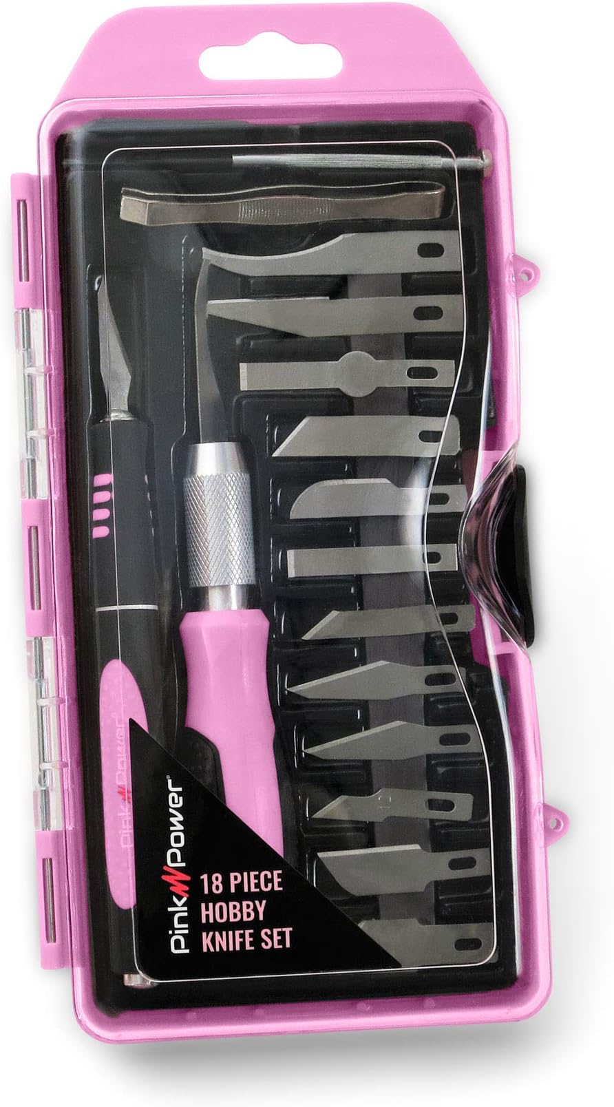 Craft Hobby Knife Set with Blades, Screwdriver & Tweezers for Scrapbooking & Art Creation (18 Piece)