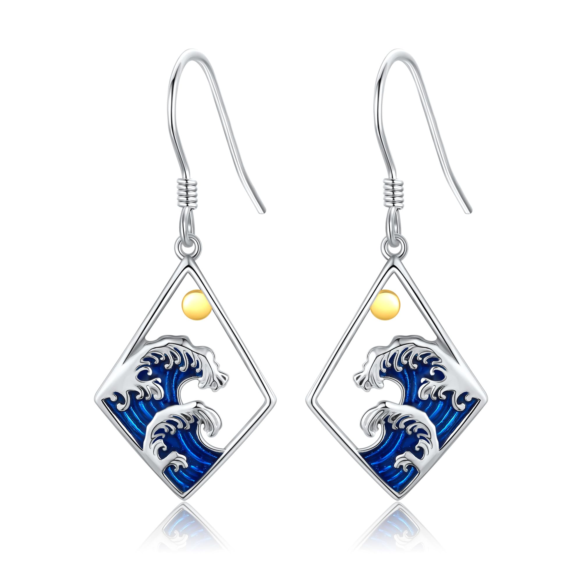 Sponsored Ad - Wave Earrings 925 Sterling Silver Ocean Wave Dangle Drop Earrings Ocean Jewelry Beach Gifts for Women