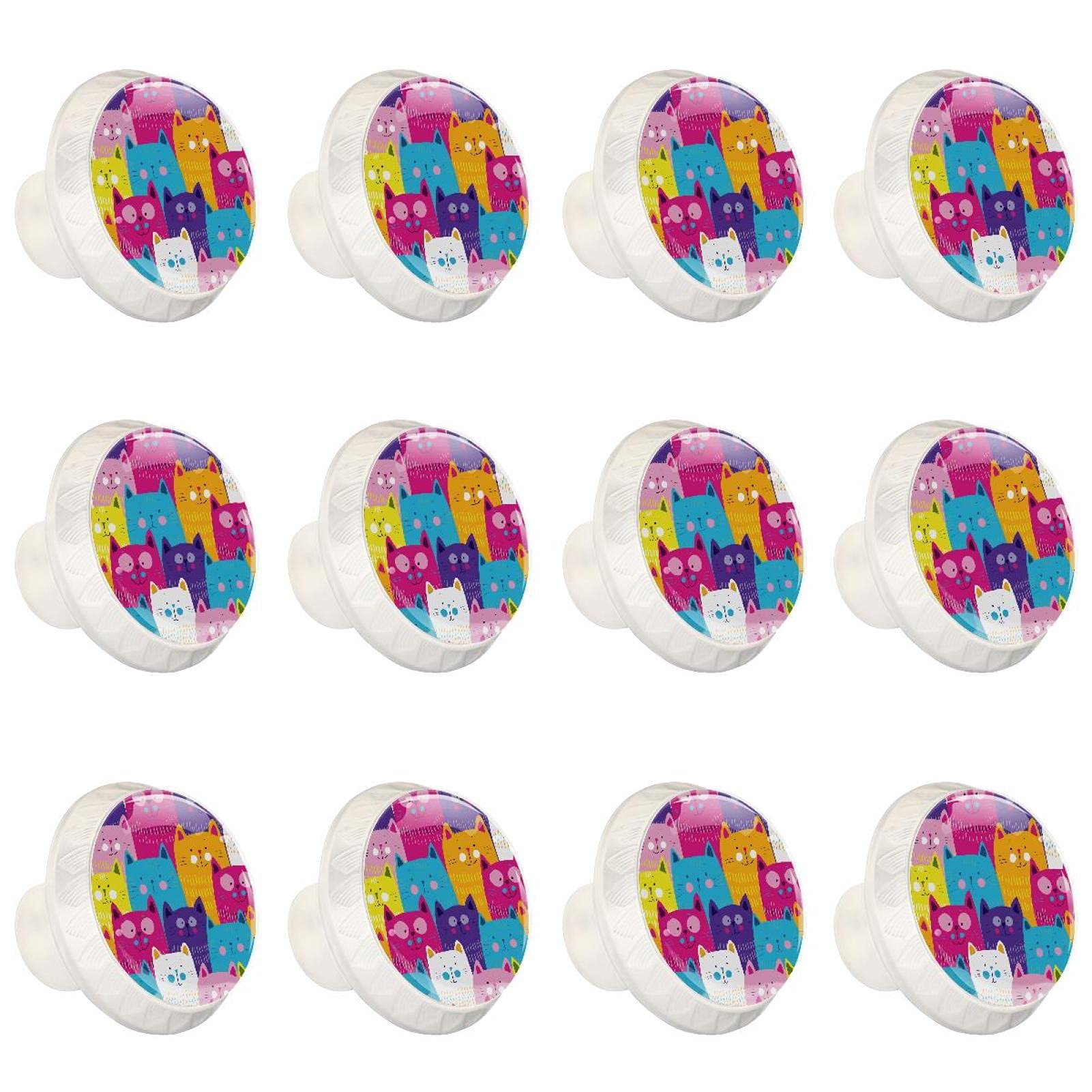 Boutons de tiroirs de placard motif chat poignées de commode rondes 12x