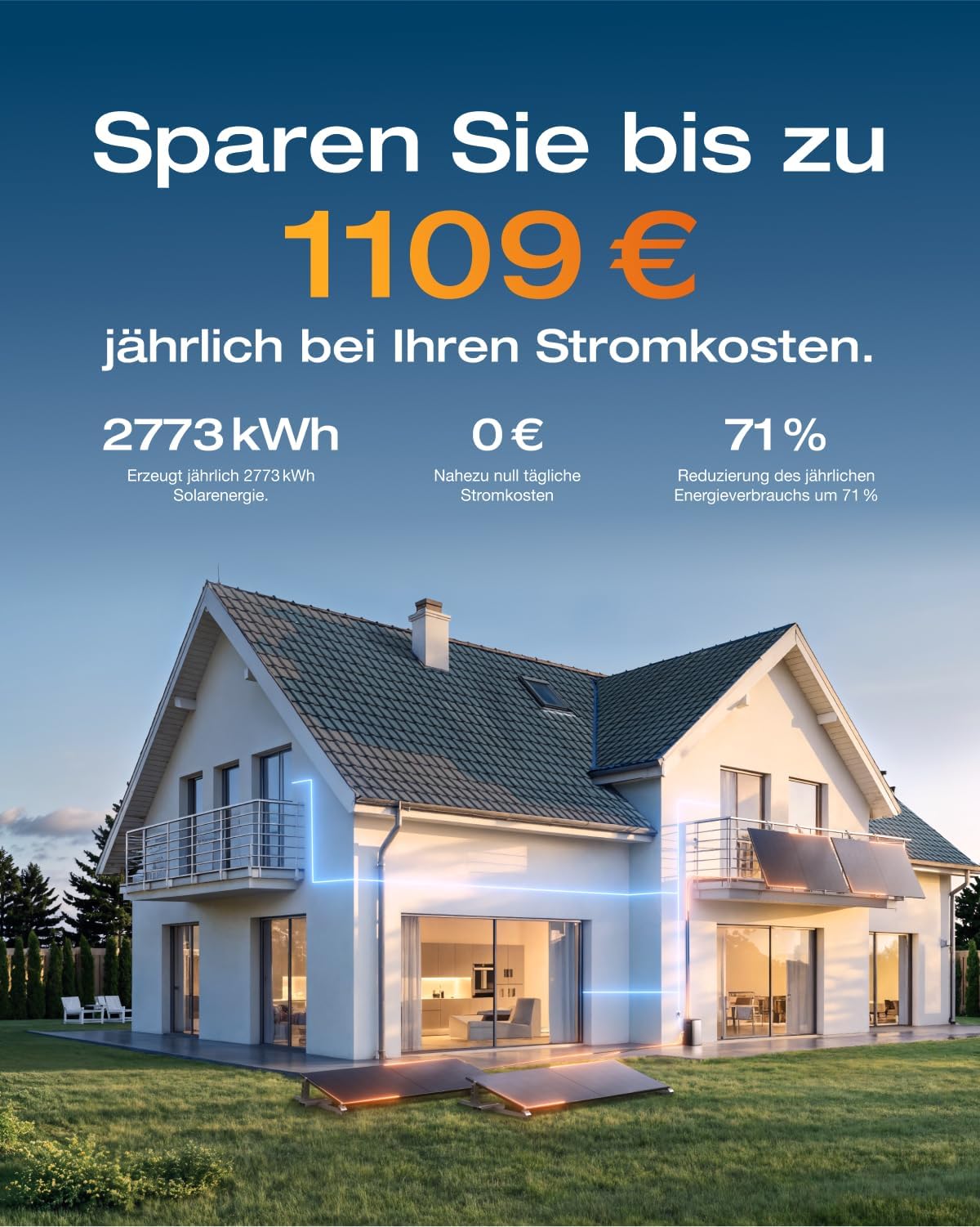 ALLDREI® All in One 2000W Balkonkraftwerk mit Speicher 3,84 kWh, Ultra X mit 4 MPPT, 4×500W Full Black Bifaziale Solarmodule, 2300W Dual AC-Anschlüsse, Mit Ziegeldachhalterung(0% MwSt)