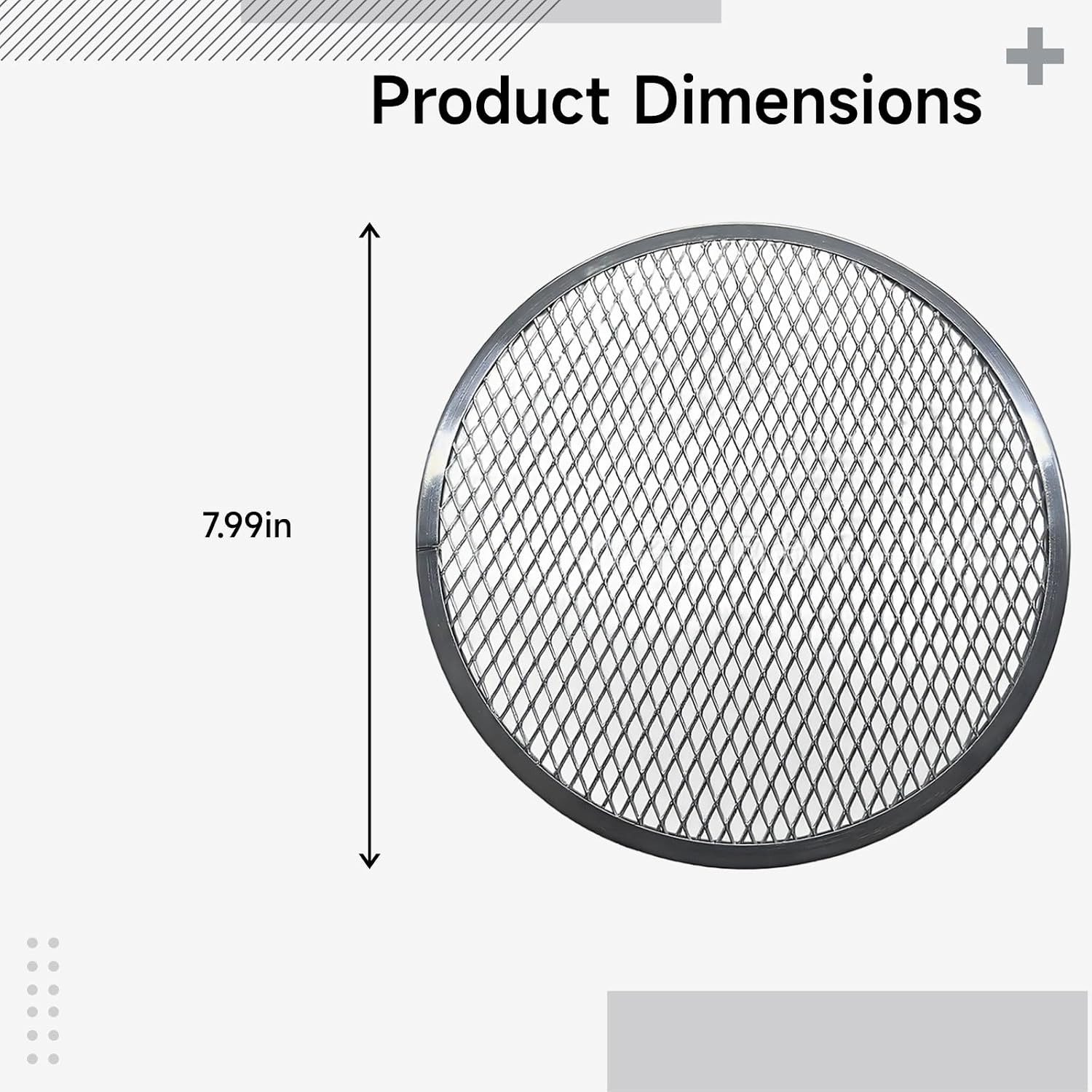 Set of 8 Aluminum Pizza Screens, 8 in Mesh Baking Tray for Pizza, Commercial Grade BBQ Grill Pan