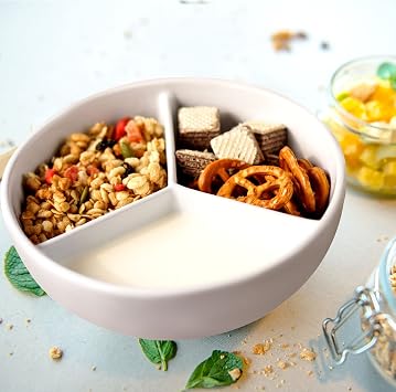 Cinf 3 Section Ceramic Cereal Bowl, Divided Bowl with Milk Compartment