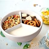 Cinf Ceramic Cereal Bowl 3 Section Separate Milk Keeps Fresh Crunchy Microwave Safe Anti Soggy Ice Cream Topping Yogurt Fries Ketchup Soup Salad Dessert Bowls Gifts